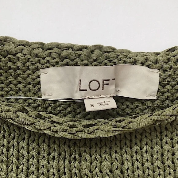 NWOT Damaged Loft Square Neck Sweater Knit Tank Top In Olive Green Size Small - Picture 2 of 13